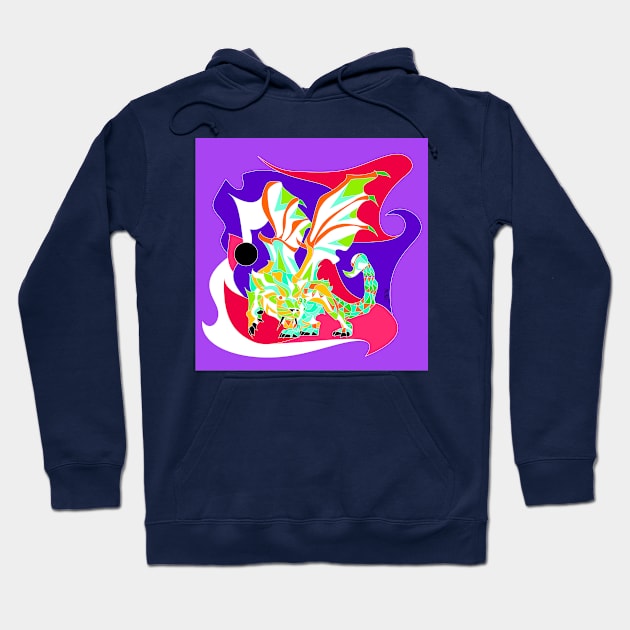 purple kaiju manticore ecopop monster art Hoodie by jorge_lebeau